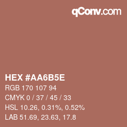 カラーコード: HEX #AA6B5E | qconv.com