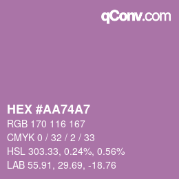 颜色代码: HEX #AA74A7 | qconv.com