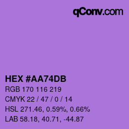 カラーコード: HEX #AA74DB | qconv.com