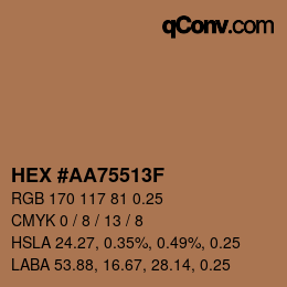 Farbcode: HEX #AA75513F | qconv.com