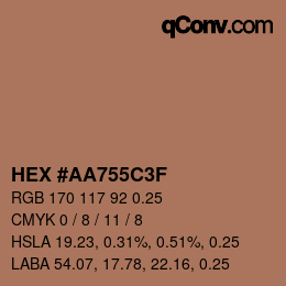 Farbcode: HEX #AA755C3F | qconv.com
