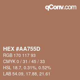 Farbcode: HEX #AA755D | qconv.com