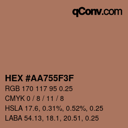 Color code: HEX #AA755F3F | qconv.com