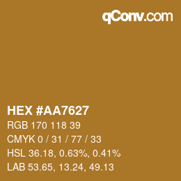 Farbcode: HEX #AA7627 | qconv.com
