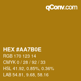 Color code: HEX #AA7B0E | qconv.com