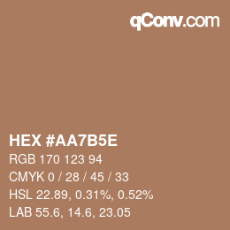 Color code: HEX #AA7B5E | qconv.com