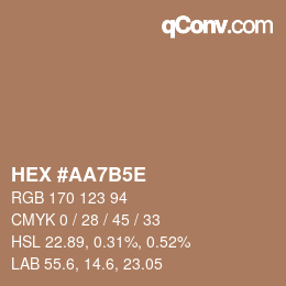 Color code: HEX #AA7B5E | qconv.com