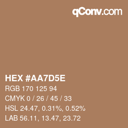 Color code: HEX #AA7D5E | qconv.com