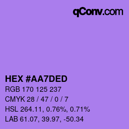 颜色代码: HEX #AA7DED | qconv.com