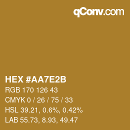 Color code: HEX #AA7E2B | qconv.com