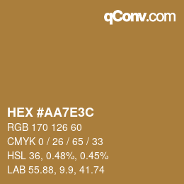 Color code: HEX #AA7E3C | qconv.com