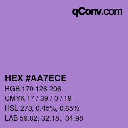 カラーコード: HEX #AA7ECE | qconv.com