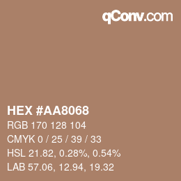 Color code: HEX #AA8068 | qconv.com