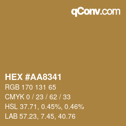 颜色代码: HEX #AA8341 | qconv.com