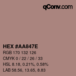 Farbcode: HEX #AA847E | qconv.com