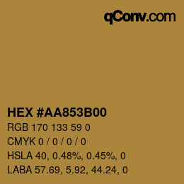 Farbcode: HEX #AA853B00 | qconv.com