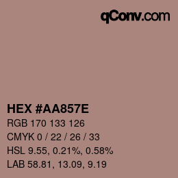 Farbcode: HEX #AA857E | qconv.com