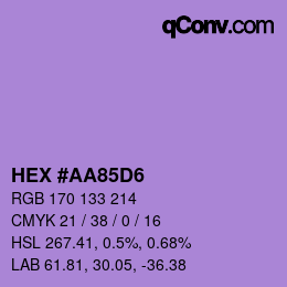 カラーコード: HEX #AA85D6 | qconv.com