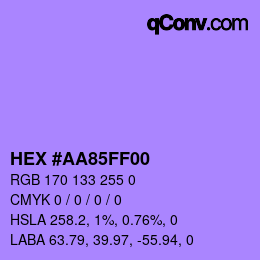 Farbcode: HEX #AA85FF00 | qconv.com