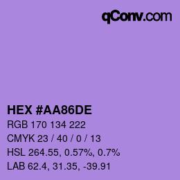 カラーコード: HEX #AA86DE | qconv.com