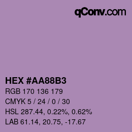 Color code: HEX #AA88B3 | qconv.com
