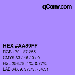 Color code: HEX #AA89FF | qconv.com