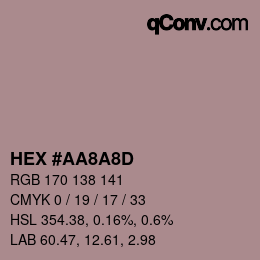 カラーコード: HEX #AA8A8D | qconv.com