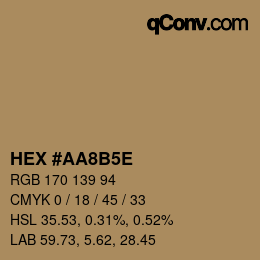 カラーコード: HEX #AA8B5E | qconv.com