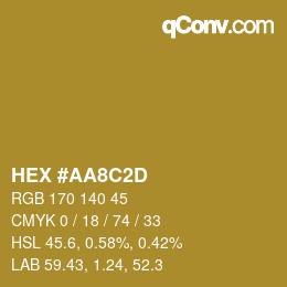 Color code: HEX #AA8C2D | qconv.com