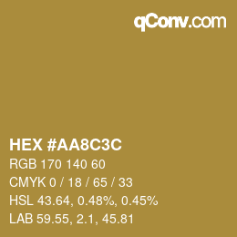 Color code: HEX #AA8C3C | qconv.com