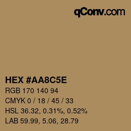 Código de color: HEX #AA8C5E | qconv.com