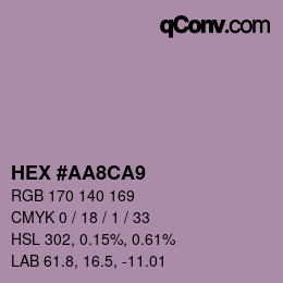 カラーコード: HEX #AA8CA9 | qconv.com
