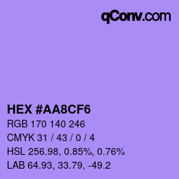 Color code: HEX #AA8CF6 | qconv.com