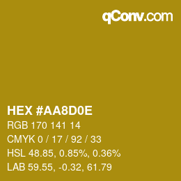 Color code: HEX #AA8D0E | qconv.com