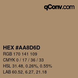 Farbcode: HEX #AA8D6D | qconv.com