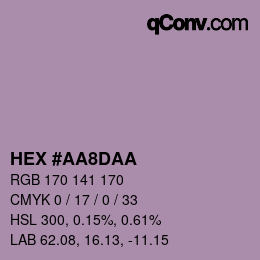 Color code: HEX #AA8DAA | qconv.com
