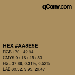 カラーコード: HEX #AA8E5E | qconv.com