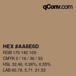 颜色代码: HEX #AA8E6D | qconv.com
