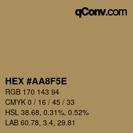カラーコード: HEX #AA8F5E | qconv.com
