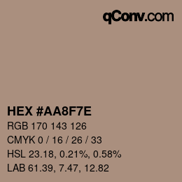 Color code: HEX #AA8F7E | qconv.com