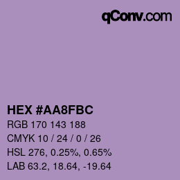 颜色代码: HEX #AA8FBC | qconv.com