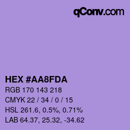 カラーコード: HEX #AA8FDA | qconv.com