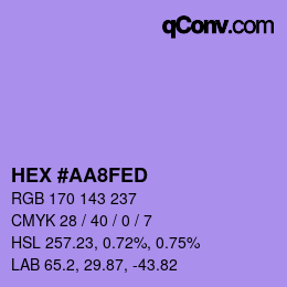 Color code: HEX #AA8FED | qconv.com