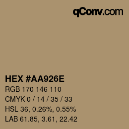 颜色代码: HEX #AA926E | qconv.com