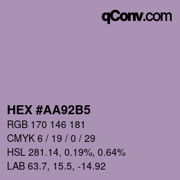 颜色代码: HEX #AA92B5 | qconv.com