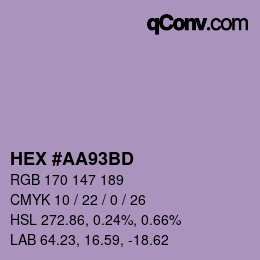 颜色代码: HEX #AA93BD | qconv.com