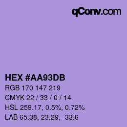 カラーコード: HEX #AA93DB | qconv.com