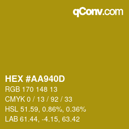 颜色代码: HEX #AA940D | qconv.com