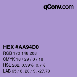 カラーコード: HEX #AA94D0 | qconv.com