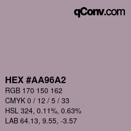カラーコード: HEX #AA96A2 | qconv.com